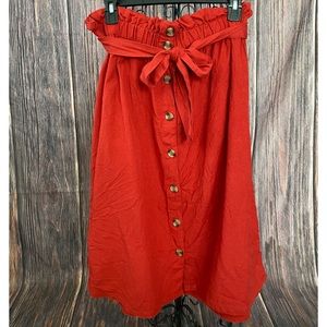 Red Button Down Skirt